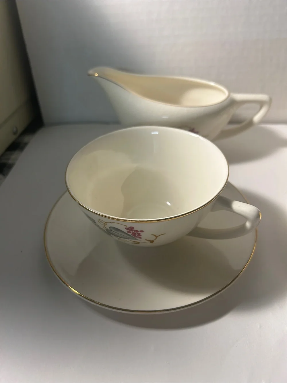 Ivory Porcelain Tea Set with Gold Trim - Classic Floral Pattern Replacements